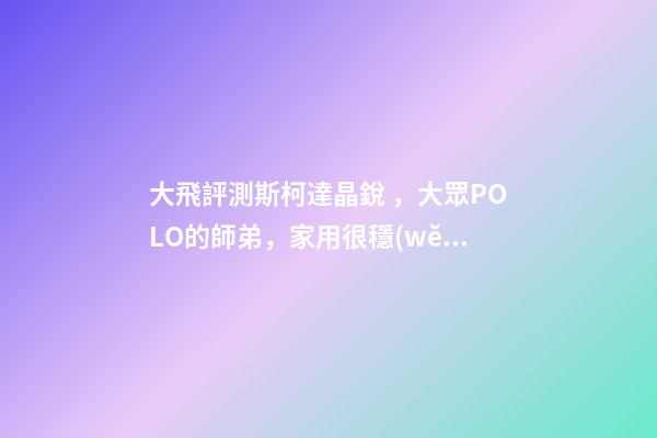 大飛評測斯柯達晶銳，大眾POLO的師弟，家用很穩(wěn)定